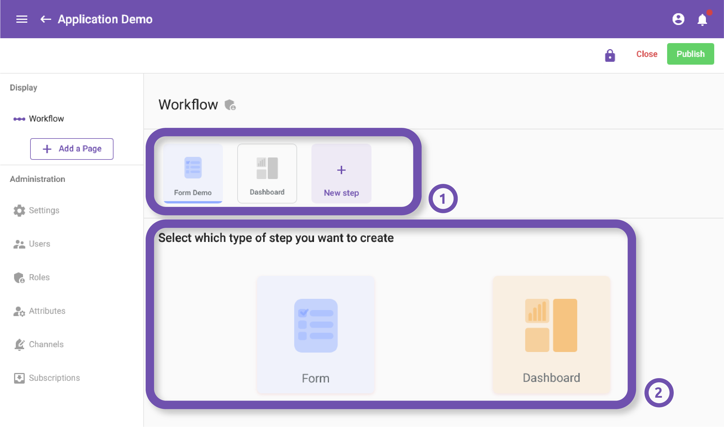 Screenshot of the main interface for workflows